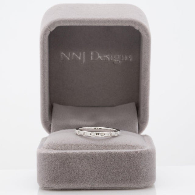 Modern Earth Mined Diamonds Band Ring in Solid 14k Gold – Stackable Minimalist Jewelry, Size 6.75 For Sale - Image 3 of 9