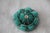 French Blue Silver round brooch Flower decor Floral Circa the 1940s. Made in France. Celluloid sequins, leather....
