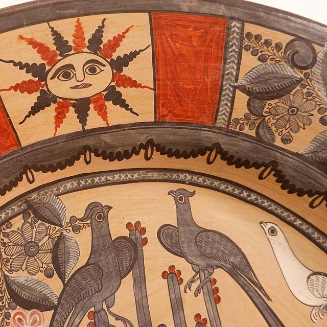 Vintage Mexican Hand-Painted Terracotta Wall Plate by Amado Galvan, 1970s For Sale - Image 4 of 10