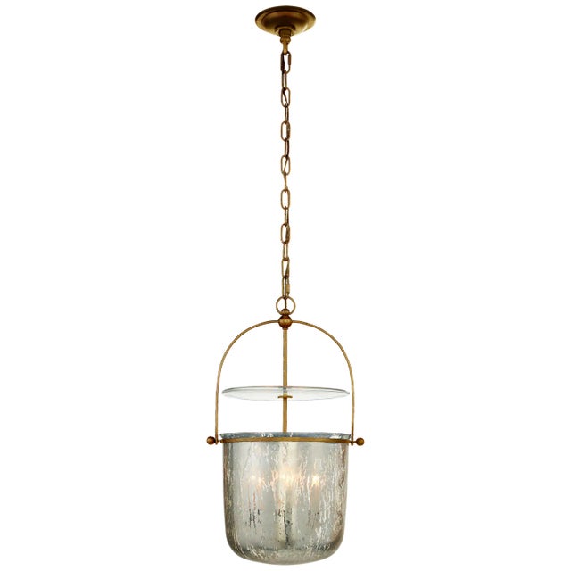 Lorford Small Smoke Bell Lantern in Gilded Iron with Antiqued Mercury Glass Designer: Chapman & Myers Fixture Height:...