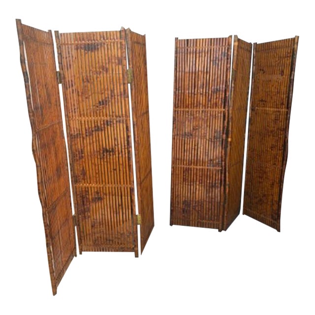 Pair of Vintage Bamboo Room Dividers 120 Inches Long For Sale