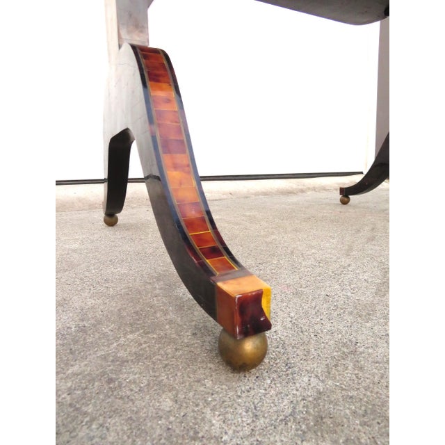 Wood Vintage Maitland Smith Faux Tortoise Shell Writing Desk Neoclassical Tessellated For Sale - Image 7 of 18