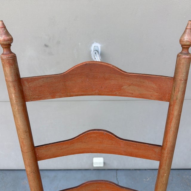 Salmon Antique Salmon Painted Ladderback Side Chair, Circa 1820's For Sale - Image 8 of 12