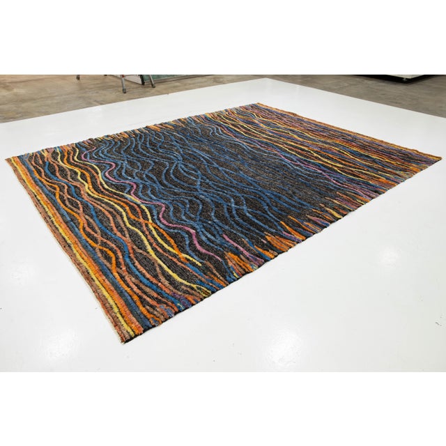 Modern HandCrafted Moroccan Style Wool Rug With Multicolor Abstract Design For Sale - Image 4 of 9