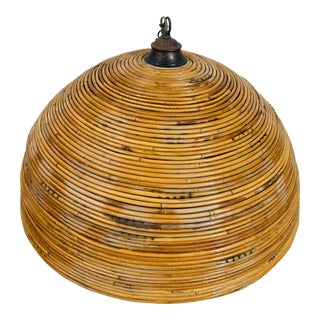 Pencil Reed Rattan Chandelier, in the Manner of Gabriella Crespi For Sale
