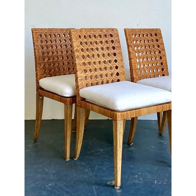 Vintage Woven Cane Dining Chairs - Set of 4 For Sale - Image 4 of 18