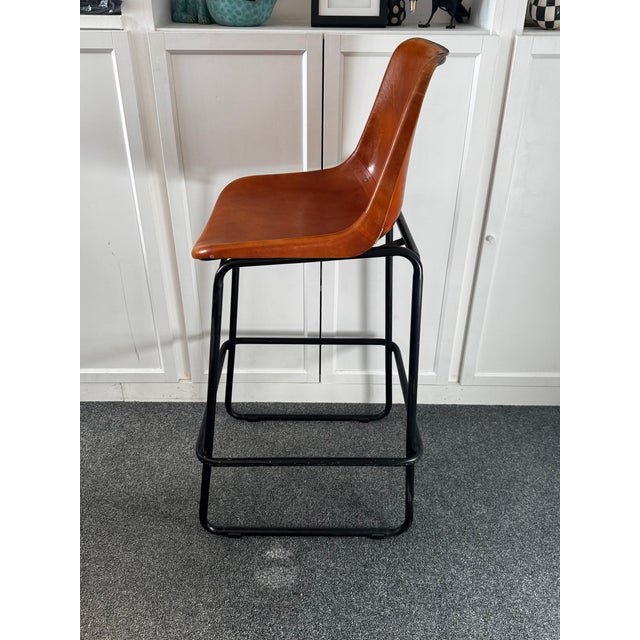 Metal Vintage Industrial Bar Stools 72cm Seat – Original Patina – Set of 4 For Sale - Image 7 of 16