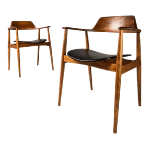 1950s Set of Two 2 Model 411 Armchairs in Solid Beech by Hartmut Lohmeyer for Wilkahn, Germany