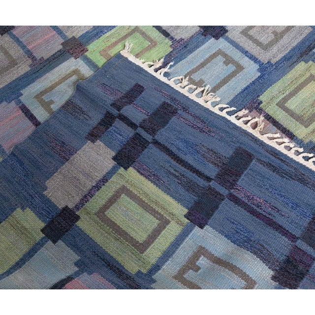 Swedish Vintage Slate Gray Flatweave Rug By Judith Johansson (Spise Hall) For Sale - Image 9 of 9