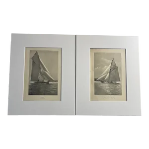 1894 Yachting Book Illustration Engraving Prints - Set of 2