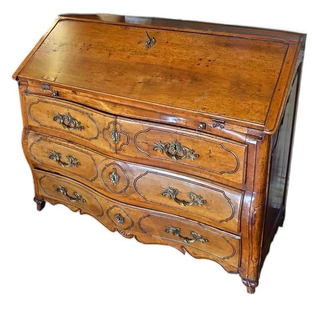 French Country Antique 18th C French Country Fruitwood Secretary Desk For Sale - Image 3 of 8