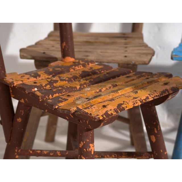 Rustic Antique School Chairs, 1920, Set of 4 For Sale - Image 3 of 18