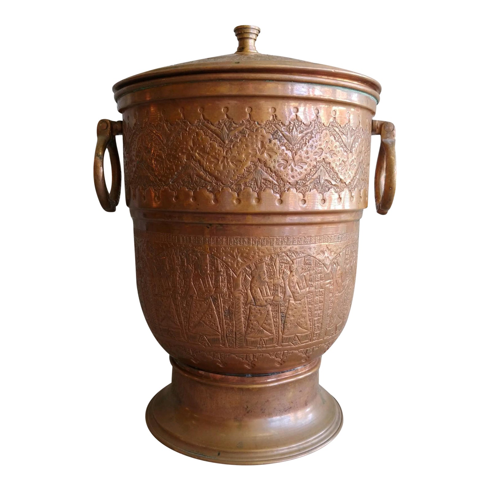 1940s Moroccan Hammered Copper Ice Bucket With Lid Chairish