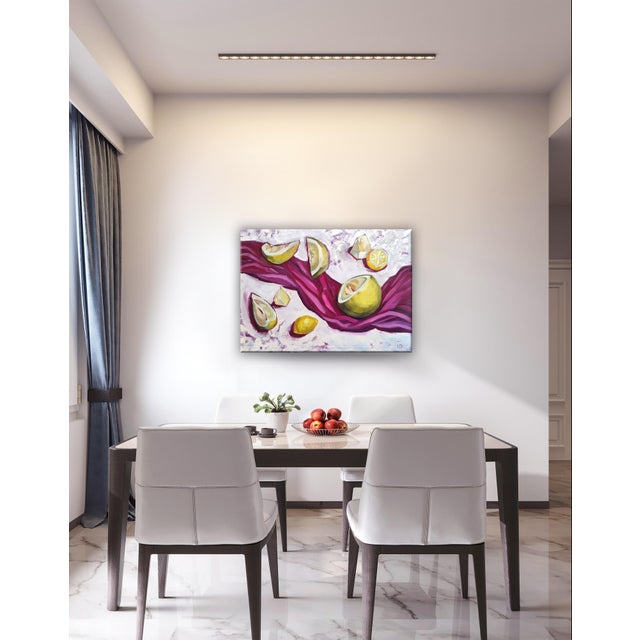 Irina Dobrovinska Fruit Symphony — Original Oil Painting on Canvas Contemporary Citrus Still Life For Sale - Image 9 of 9