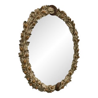 Black Forest Style Oval Oak Leaf & Acorn Mirror by Mirror Fair, Stephen Cavallo For Sale