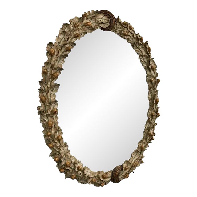 Black Forest Style Oval Oak Leaf & Acorn Mirror by Mirror Fair, Stephen Cavallo For Sale