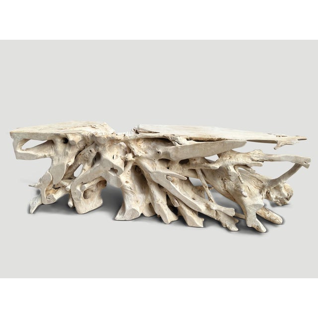 Contemporary Andrianna Shamaris Monumental Bleached Teak Wood Console Table For Sale - Image 3 of 5