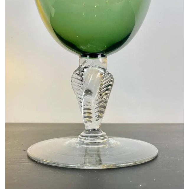 Glass Vintage French Pedestal Glass Jar in Green, France, 1970s For Sale - Image 7 of 8