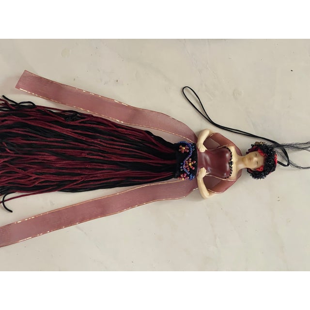 Shabby Chic Vintage Figural Key Tassel Silk For Sale - Image 3 of 7