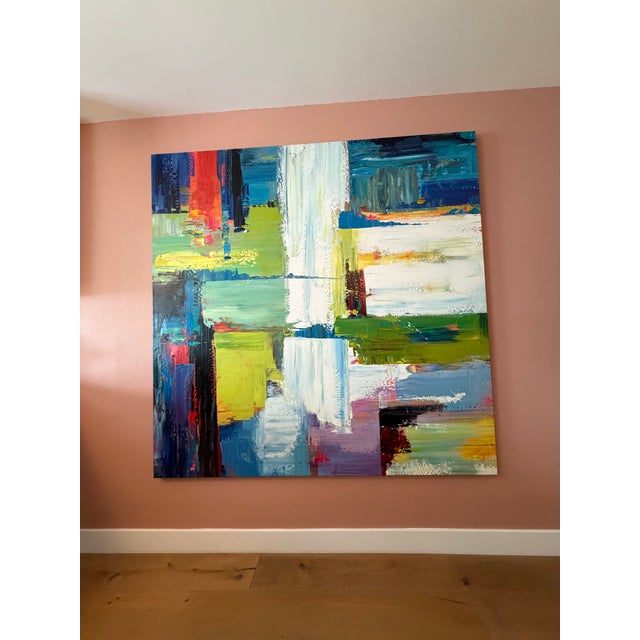 Abstract Abstract Oil Painting, Large Canvas - Artist Unknown For Sale - Image 3 of 4