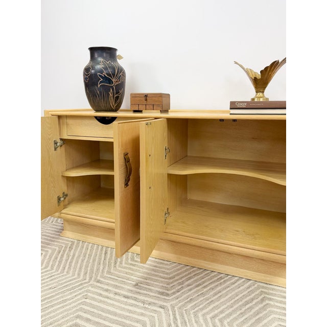 Vintage Regency Blonde Parquetry Buffet Server Credenza by Century 60" Wide MCM For Sale - Image 13 of 13