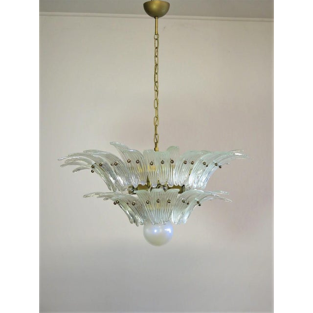 Mid-Century Modern Murano Chandelier with Opal Iridiscent Glass, 1990s For Sale - Image 3 of 13
