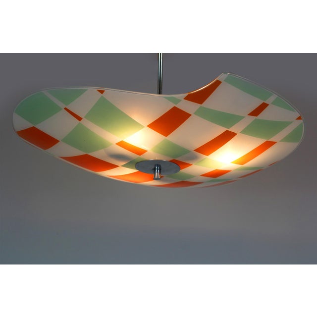 Mid-Century Czech Glass Pendant Lamps with Geometric and Colorful Decor, 1970s, Set of 6 For Sale - Image 6 of 18