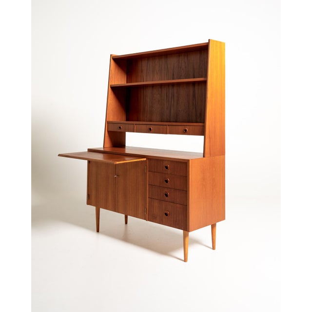 Swedish Teak Bookcase with Desk, 1960s For Sale - Image 4 of 11
