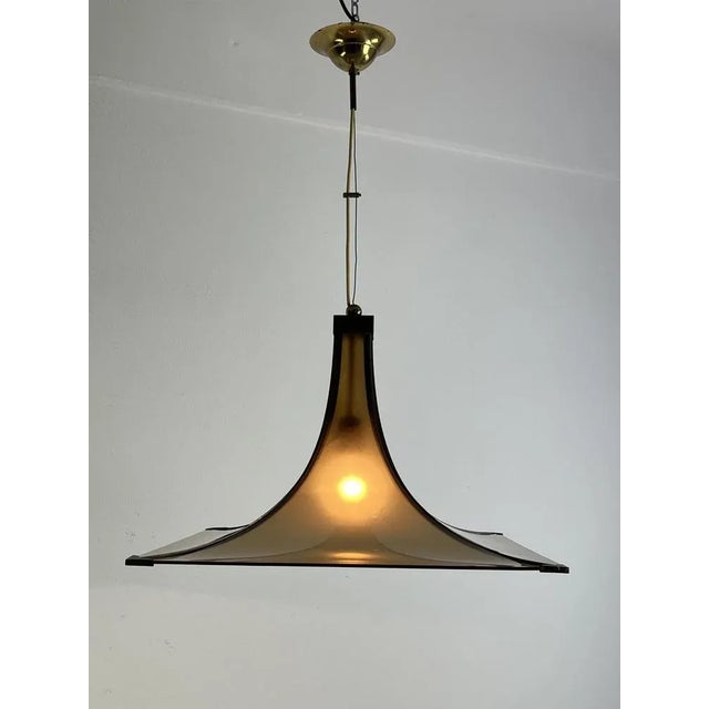 Mid-Century Modern Mid-Century Italian Ceiling Light in Acrylic Glass & Brass, 1960s For Sale - Image 3 of 9