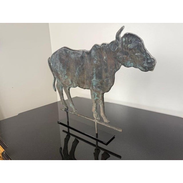 Mid 19th Century 19th Century American Copper Bull Weathervane, Hand-Crafted Folk Art For Sale - Image 5 of 12