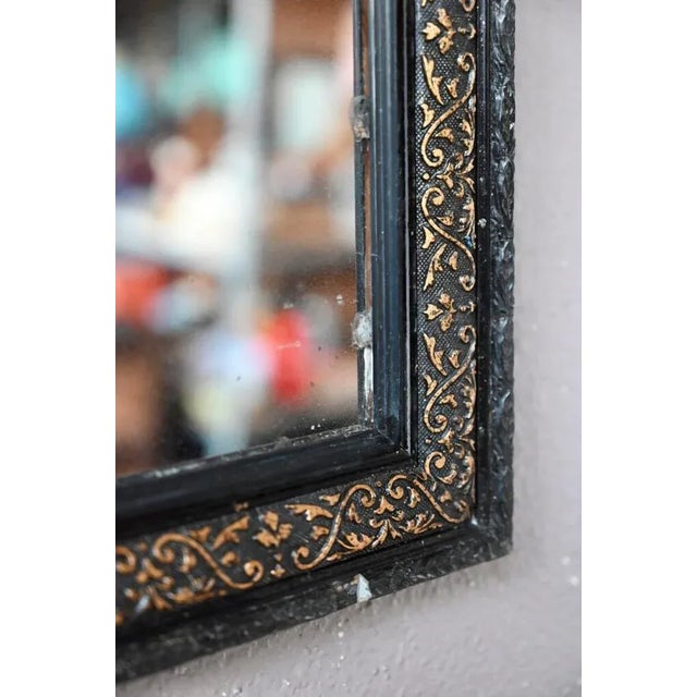 Wood Bohemian Black and Gilt Wood Mirror, 1930s For Sale - Image 7 of 9