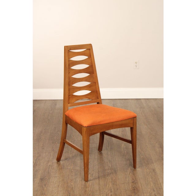 High Quality American Made Vintage Walnut Dining Chair with Tapering Backrest and Custom Upholstered Seat