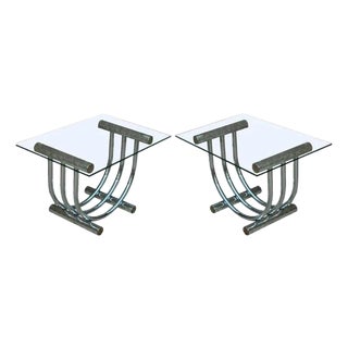 Vintage Mid Century Modern Romeo Rega Style Chrome Arch Side End Tables - A Pair For Sale