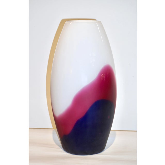 Formia 1980 Italian Vintage Purple Blue White Murano Glass Modern Design Vases - Set of 2 For Sale - Image 10 of 12