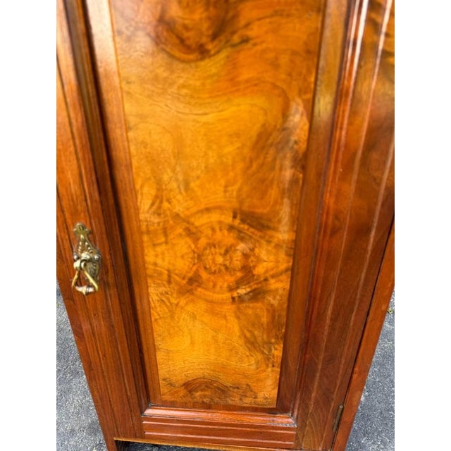 Victorian Antique Victorian Style Walnut Burled Wood Narrow Bedside Cabinet For Sale - Image 3 of 14