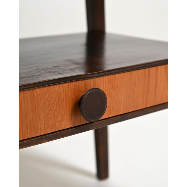 Scandinavian Teak and Dark Wood Bedside Table, 1950s For Sale - Image 6 of 11