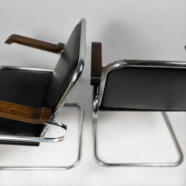Vintage Bauhaus Cantilever Armchairs in Tubular Steel, 1930s, Set of 2 For Sale - Image 4 of 14