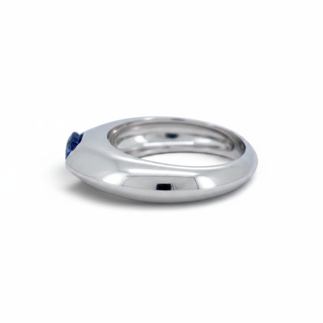 Blue Late 20th Century Piaget "Biseau" 18k Gold Ring — Natural Sapphire & Diamond | Signed & Numbered, Size 7.5 For Sale - Image 8 of 8