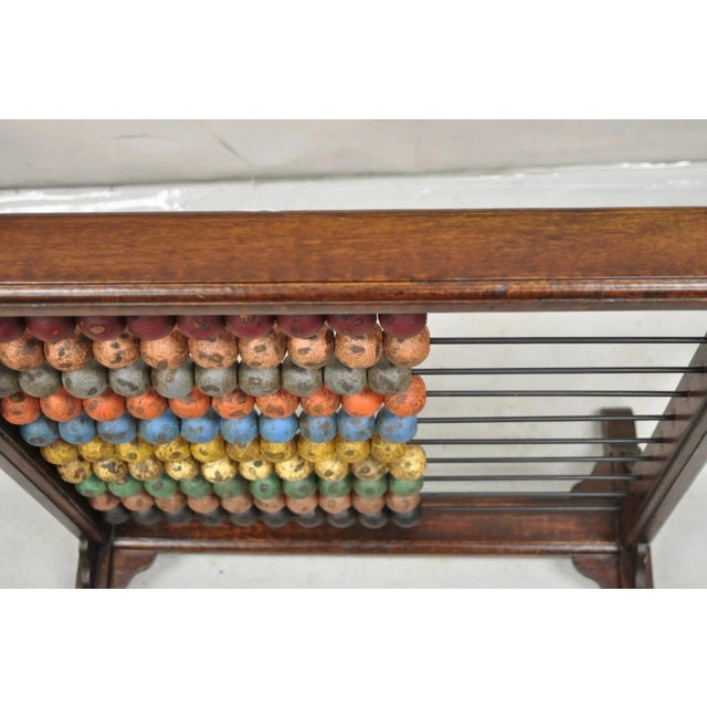 Mid 20th Century Large Vintage Mongolian Wooden Math Abacus With Painted Wooden Balls For Sale - Image 5 of 9