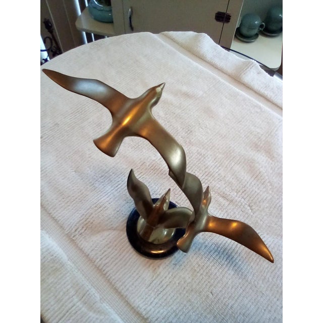 1960s 1960s "Mid-Century Modern Brass Birds in Flight Sculpture" For Sale - Image 5 of 10