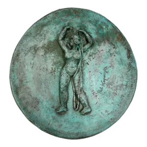 Mid 20th Century Artisan Made Bronze Relief Disc by Pal Kepanyes