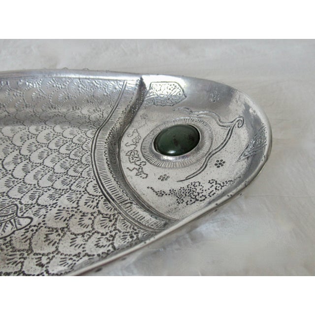 Vintge C. 1975 Arthur Court Fish Serving Tray With Agate Green Eye For Sale - Image 10 of 16