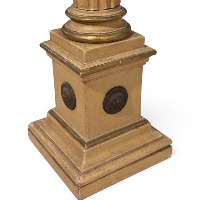 Antique Sculptural Church Candleholder in Wood, 1860 For Sale - Image 3 of 14