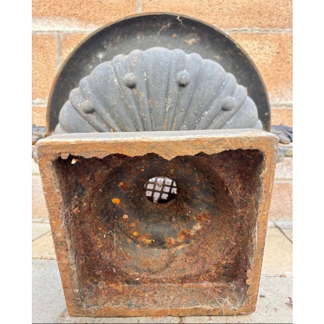 Vintage Ornate Cast Iron Garden Urn Planter With Scroll Handles & Aged Patina For Sale - Image 11 of 12