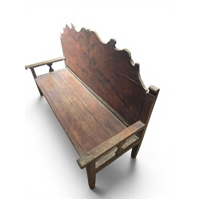 18th Century French Painted Wood Bench with High Back, 1750 For Sale - Image 10 of 11