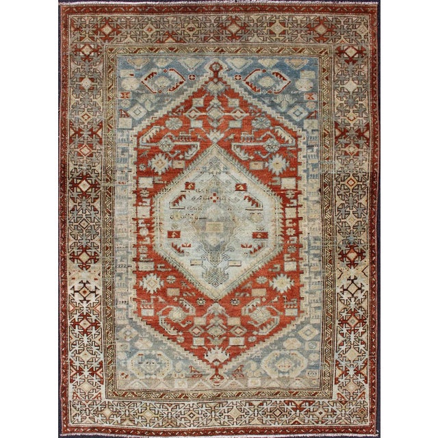 Antique Persian Malayer Rug With Geometric Medallion Design For Sale - Image 13 of 13