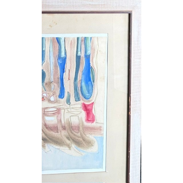 Mid Century Abstract Watercolor Painting - A Kitchen Scene - Signed For Sale In New York - Image 6 of 10
