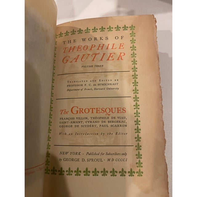 Textile Lovely Decor Blue/Gray Linen Works of Theophile Gautier S/24 1901 For Sale - Image 7 of 17