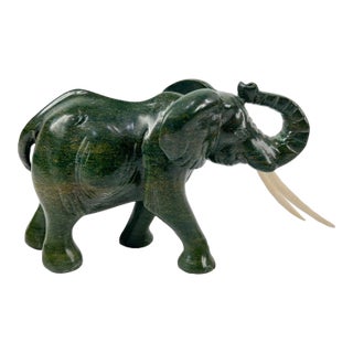 Early 20th Century Shona Stone Verdite Elephant Sculpture MATTER COLLECTION For Sale