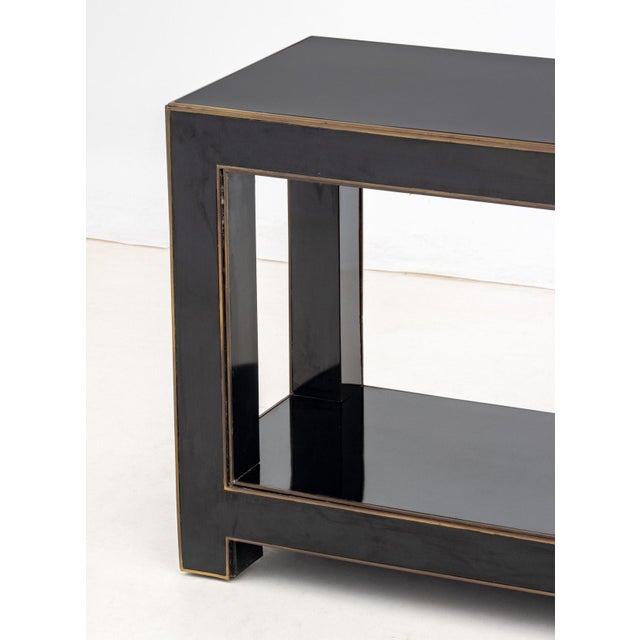 Contemporary Maison Jansen Attr. Black Lacquered Console Table For Sale - Image 3 of 6